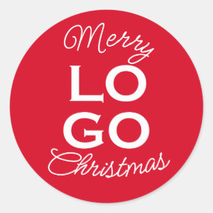 Sticker Rond Logo personnalisé rouge Joyeux Noël