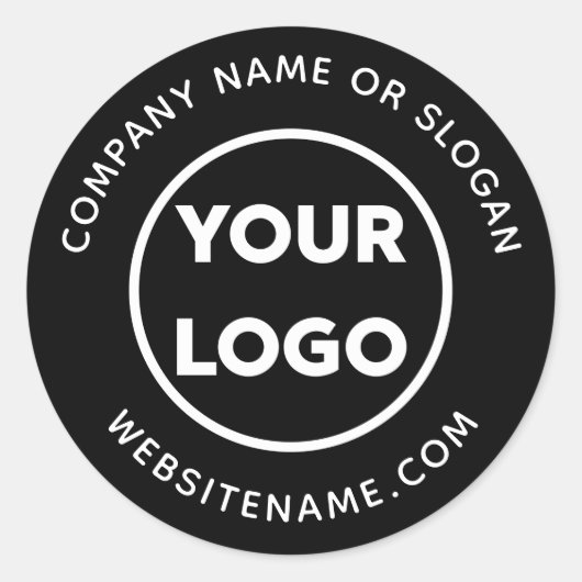 Sticker Rond Logo personnalisé Site d'affaires et Slogan en noi (Devant)