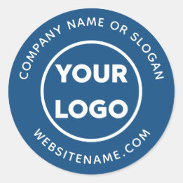 Sticker Rond Logo personnalisé Site d'affaires et Slogan sur Bl