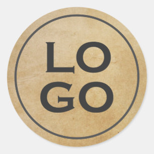 Sticker Rond Logo personnalisé sur Parchemin rustique