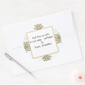 Sticker Rond Logo photo Gold et White Silver Damask (Enveloppe)