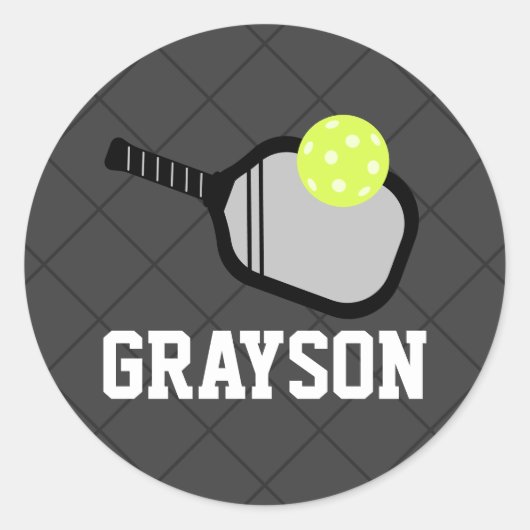 Sticker Rond Logo Pickleball Nom noir (Devant)
