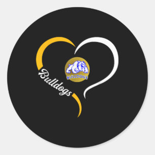 Sticker Rond Logo Princeton Bulldogs Demi-Coeur Slogan Hs