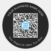 Sticker Rond Logo promotionnel de code QR professionnel noir (Devant)
