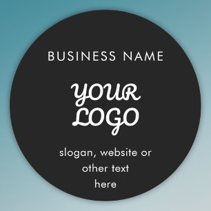 Sticker Rond Logo promotionnel moderne & Texte Noir & Blanc