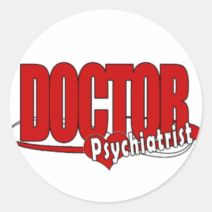 STICKER ROND LOGO PSYCHIATRIST GRAND MÉDECIN ROUGE