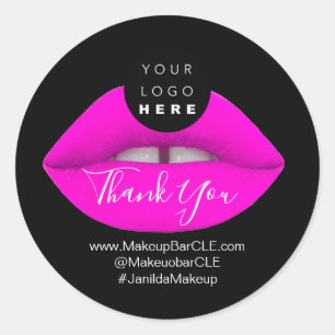 Sticker Rond Logo QR Code Nom Remerciements Shopping Lèvres ros