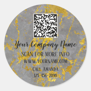 Sticker Rond Logo QR Code promotionnel Boutique en ligne Marbre