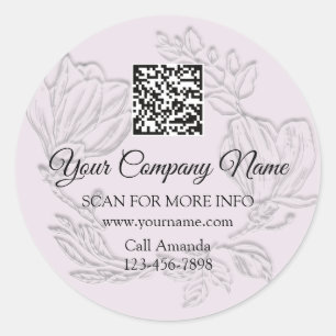 Sticker Rond Logo QR Code promotionnel Boutique Floral Argent L