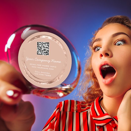 Sticker Rond Logo QR Code promotionnel Boutique Rose Cercle Blu