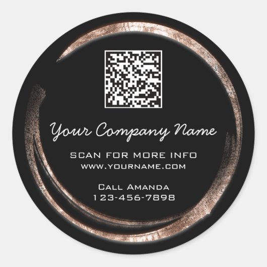 Sticker Rond Logo QR Code promotionnel Boutique Rose Cercle noi (Devant)