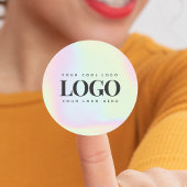 Sticker Rond Logo Rectangle Entreprise Personnalisé Pastel Holo