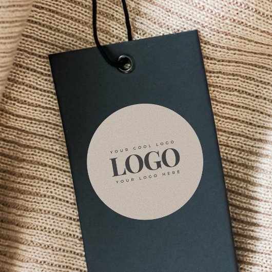 Sticker Rond Logo Rectangle Kraft Gris Terne & Sur Mesure pour