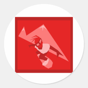 Sticker Rond Logo Red Snowboard