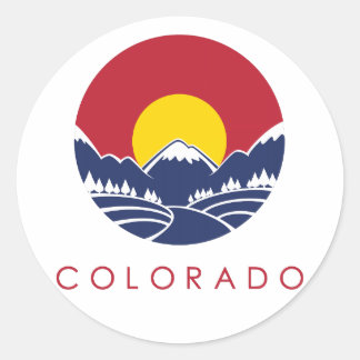 Sticker Rond Logo Rocky Mountain Colorado Sunset