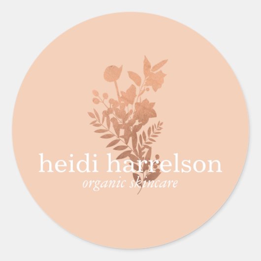 Sticker Rond Logo rose Gold Floral sur Peach (Devant)