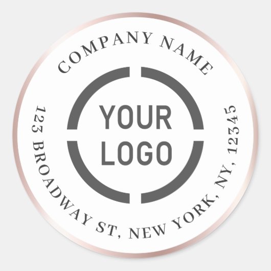 Sticker Rond Logo rose moderne de bordure or adresse de retour (Devant)