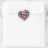 Sticker Rond Logo rose Supergirl dans le coeur (Sac)