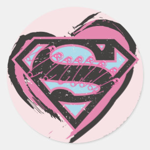 Sticker Rond Logo rose Supergirl dans le coeur