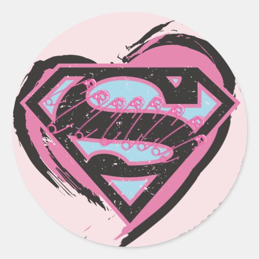 Sticker Rond Logo rose Supergirl dans le coeur (Devant)