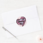 Sticker Rond Logo rose Supergirl dans le coeur (Enveloppe)