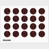 Sticker Rond Logo Rouge Athéisme (Feuille)