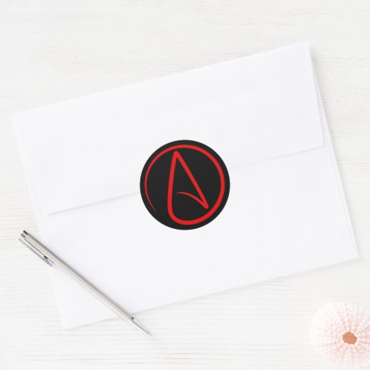 Sticker Rond Logo Rouge Athéisme (Enveloppe)