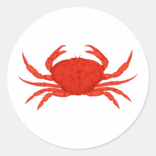 Sticker Rond Logo rouge de crabe de Dungeness