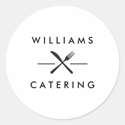 Sticker Rond Logo Rustique Crossed Fork Knife sur Blanc (Devant)