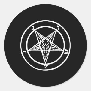 Sticker Rond Logo satanique de la chèvre de Pentagram inversé