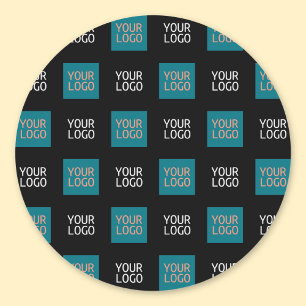 Sticker Rond Logo simple à répétition 2 Blanc