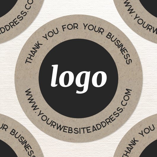 Sticker Rond Logo simple Merci d'entreprise Effet papier Brown