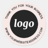 Sticker Rond Logo simple Merci d'entreprise rose (Devant)