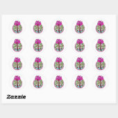 Sticker Rond logo ski rose vintage (Feuille)