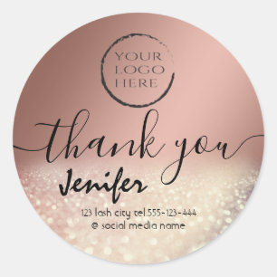 Sticker Rond Logo Sparkle glittery merci
