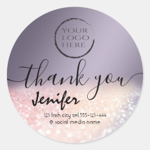 Sticker Rond Logo Sparkle glittery merci