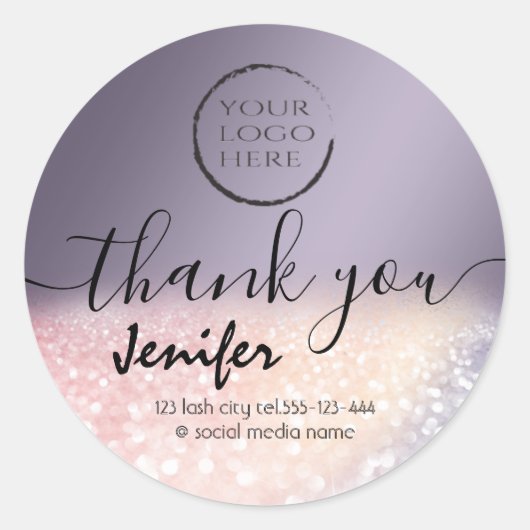 Sticker Rond Logo Sparkle glittery merci (Devant)