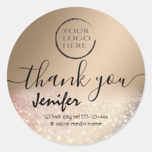 Sticker Rond Logo Sparkle glittery merci classique en plastique