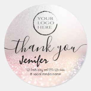 Sticker Rond Logo Sparkle glittery merci classique en plastique
