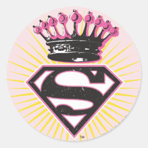 Sticker Rond Logo Supergirl avec Couronne