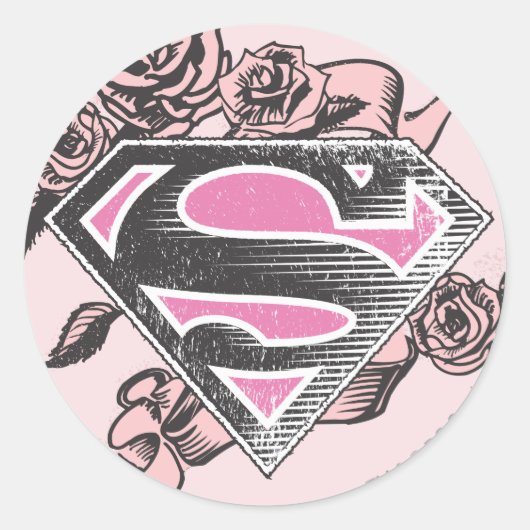 Sticker Rond Logo Supergirl avec Rose (Devant)