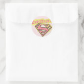Sticker Rond Logo Supergirl Grunge Rose (Sac)