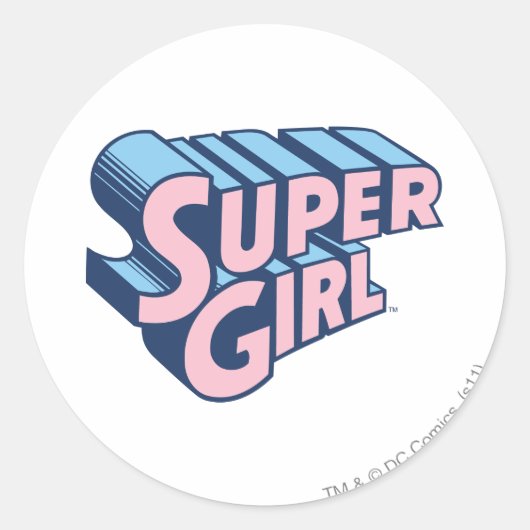 Sticker Rond Logo Supergirl rose et bleu (Devant)