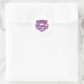 Sticker Rond Logo Supergirl rose et violet Grunge (Sac)