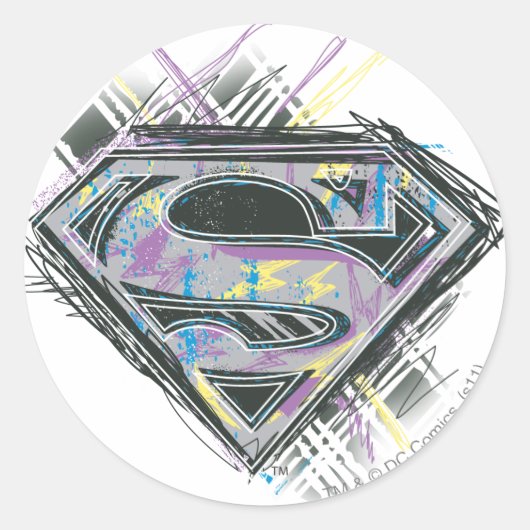 Sticker Rond Logo Supergirl Scribbles (Devant)