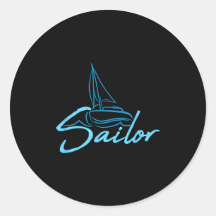 Sticker Rond Logo Texte Marin Équipage Fun Navire Bateau Symbol