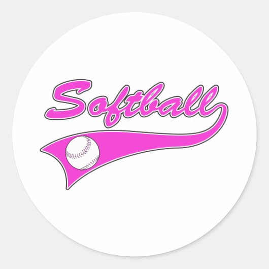 Sticker Rond logo texte script softball rose (Devant)