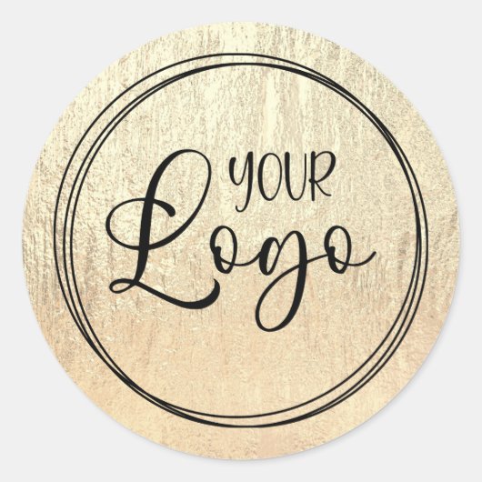 Sticker Rond Logo Texture Glam Or Champagne (Devant)
