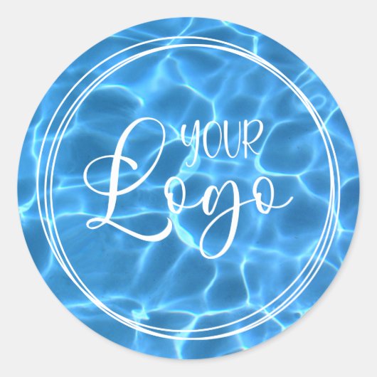 Sticker Rond Logo Trois Anneaux Blancs Aqua Bleu Piscine (Devant)