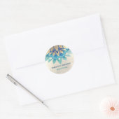 Sticker Rond logo turquoise bleu en faux or lotus (Enveloppe)
